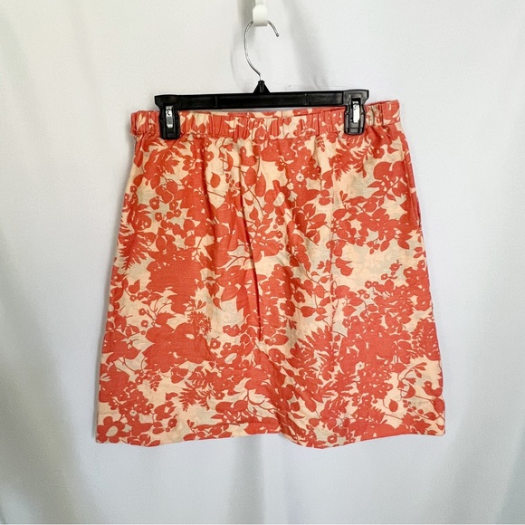 L.L. Bean Skirts Ll Bean Linen Aline Skirt Orange Floral Poshmark